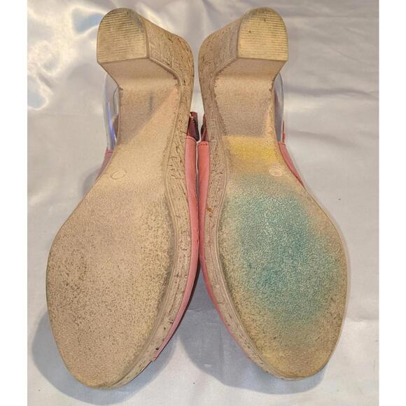 Spring Step Liberty Pink Perforated Leather Slingback Wedge Sandals Sz 40 / 9 US - Picture 8 of 8